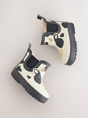 Black/White Cow Warm Lined Ankle Wellies - Image 7 of 7