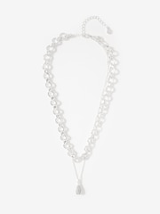 Mint Velvet Silver Tone Pave Drop Layered Necklace - Image 2 of 4