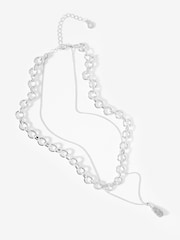 Mint Velvet Silver Tone Pave Drop Layered Necklace - Image 3 of 4