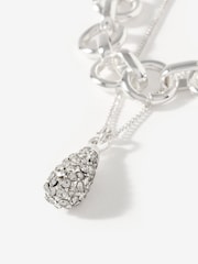Mint Velvet Silver Tone Pave Drop Layered Necklace - Image 4 of 4