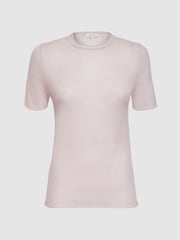 Reiss Neutral Alicia Knitted Crew Neck T-Shirt - Image 2 of 5