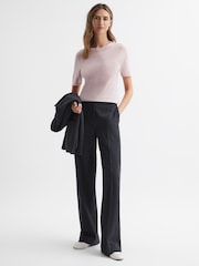 Reiss Neutral Alicia Knitted Crew Neck T-Shirt - Image 3 of 5