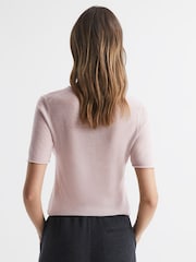 Reiss Neutral Alicia Knitted Crew Neck T-Shirt - Image 4 of 5