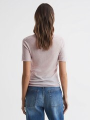 Reiss Neutral Alicia Knitted Crew Neck T-Shirt - Image 5 of 5