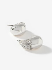 Mint Velvet Silver Tone Pave Curved Earrings - Image 3 of 5