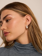 Mint Velvet Silver Tone Pave Curved Earrings - Image 4 of 5