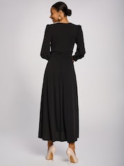 Noir - Jolie Moi Long Sleeve V-Neck Jersey Maxi Dress - Image 2 de 6