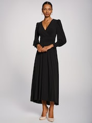 Noir - Jolie Moi Long Sleeve V-Neck Jersey Maxi Dress - Image 5 de 6