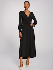 Noir - Jolie Moi Long Sleeve V-Neck Jersey Maxi Dress - Image 6 de 6