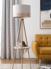 Natural Malmo Shelved Wood Tripod Floor Lamp - Image 2 of 9