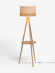 Natural Malmo Shelved Wood Tripod Floor Lamp - Image 3 of 9