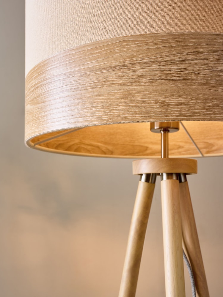 MiniSun | Modern Grey Wood Tripod Design Floor Lamp With Storage Shelf And White Drum Shade | Floor Lamps & Torchieres, Home Décor & Improvement