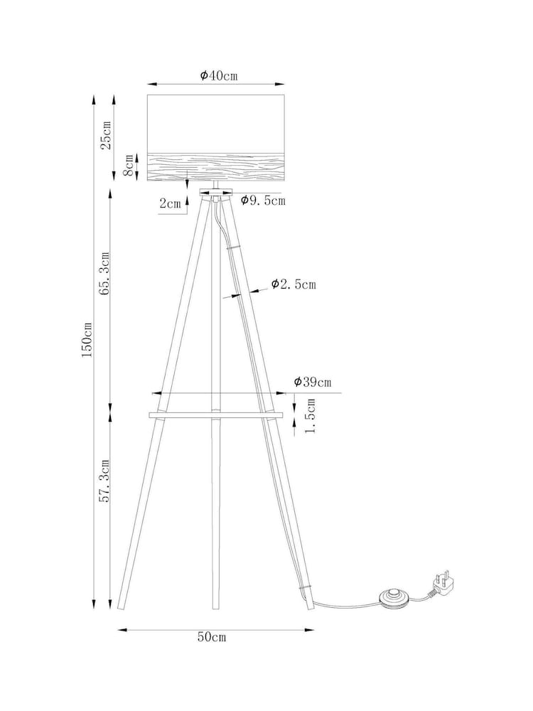 Natural Malmo Shelved Wood Tripod Floor Lamp - Image 9 of 9