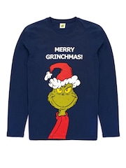 Vanilla Underground Blue 100% Cotton The Grinch Unisex Merry Grinchmas Christmas Slogan Long Sleeve Long Leg Pyjamas Set - Image 2 of 5