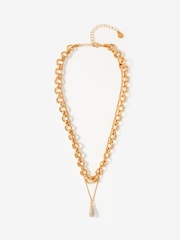 Mint Velvet Gold Tone Pave Drop Layered Necklace - Image 1 of 3