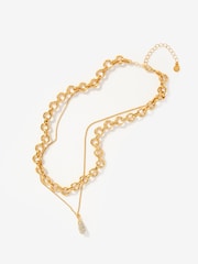 Mint Velvet Gold Tone Pave Drop Layered Necklace - Image 2 of 3