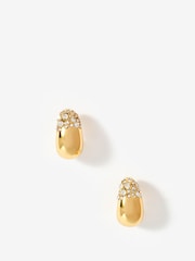 Mint Velvet Gold Tone Pave Curved Earrings - Image 2 of 4