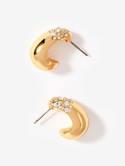 Mint Velvet Gold Tone Pave Curved Earrings - Image 3 of 4