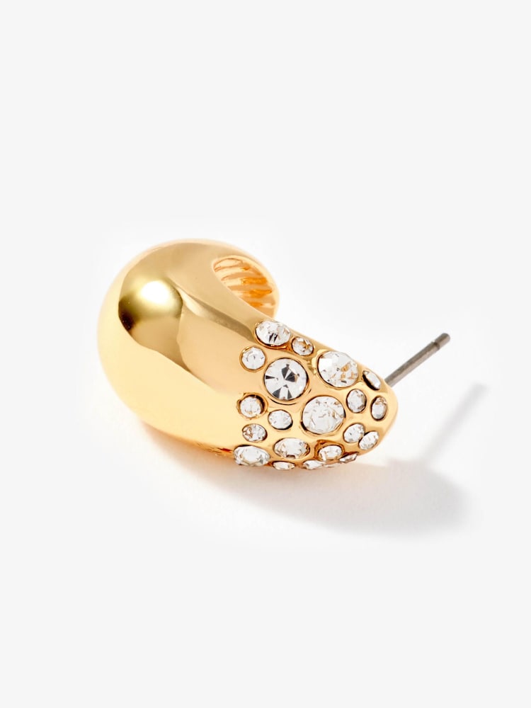 Mint Velvet Gold Tone Pave Curved Earrings - Image 4 of 4