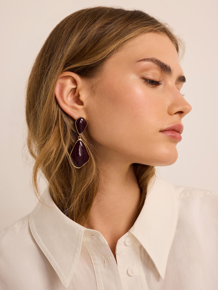 Mint Velvet Red Resin Statement Earrings - Image 1 of 4 Mint Velvet Red Resin Statement Earrings - Image 1 of 4