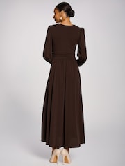 Brun - Jolie Moi Long Sleeve V-Neck Jersey Maxi Dress - Image 2 de 6