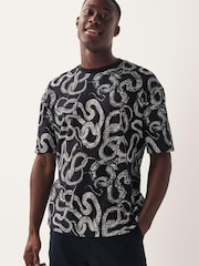 Black Snake Print T-Shirt - Image 1 of 7