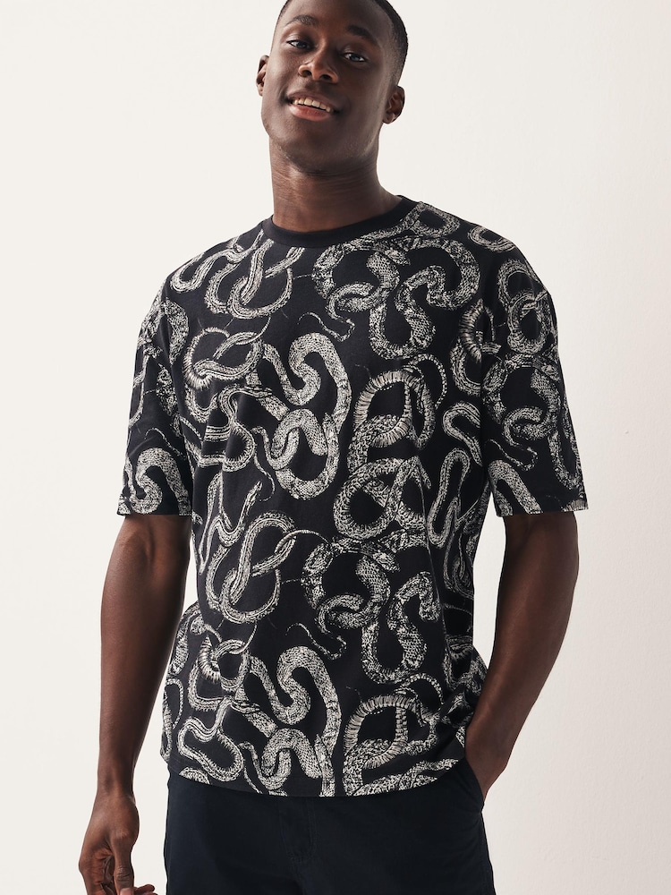 Black Snake Print T-Shirt - Image 1 of 7