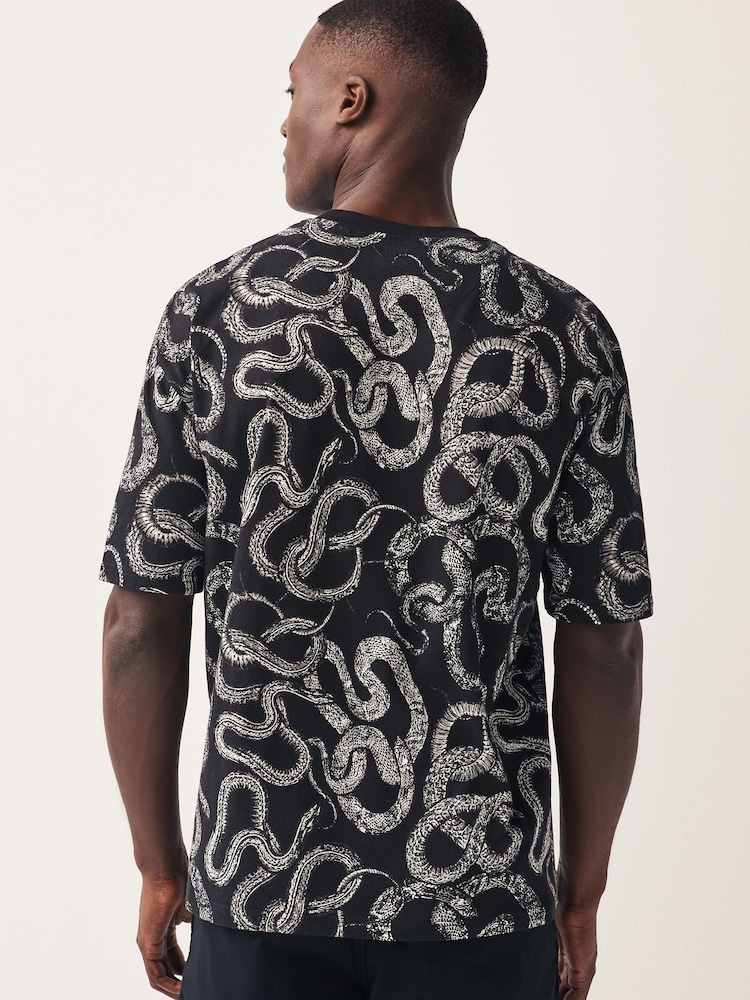 Black Snake Print T-Shirt - Image 2 of 7
