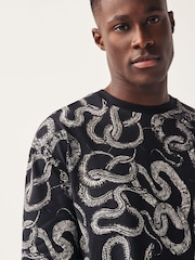 Black Snake Print T-Shirt - Image 4 of 7