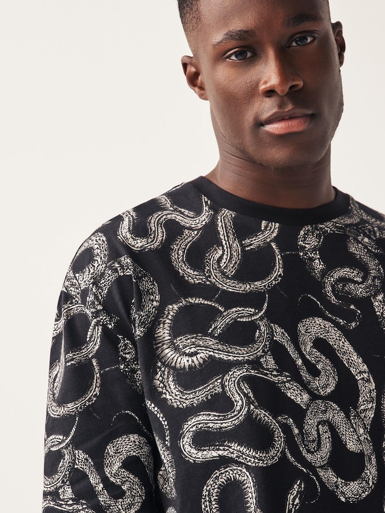 Black Snake Print T-Shirt - Image 4 of 7