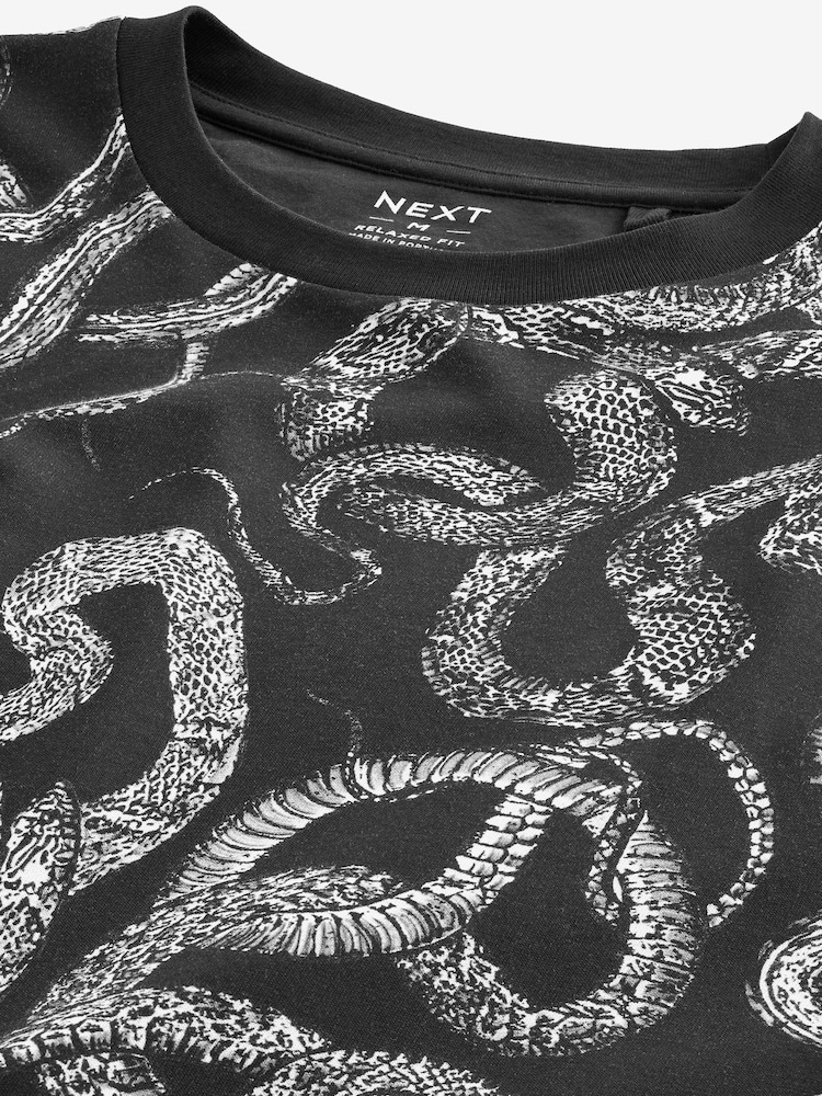 Black Snake Print T-Shirt - Image 6 of 7