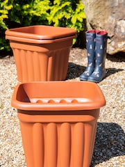 Wham Set of 3 Brown Garden Vista 49cm Plastic Square Planters - Image 1 of 4