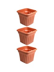 Wham Set of 3 Brown Garden Vista 49cm Plastic Square Planters - Image 4 of 4