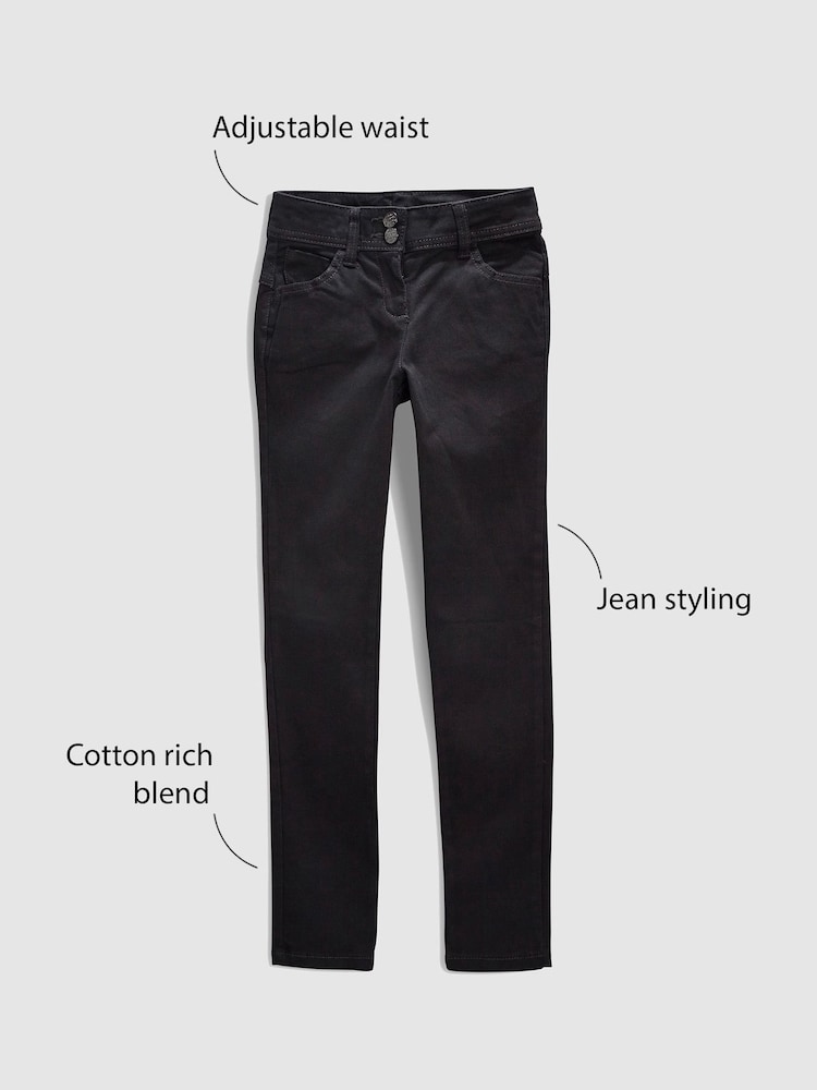 Black Skinny Jean Style Cotton-Rich School Trousers (3-16yrs) - Image 6 of 6