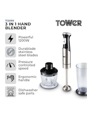 Tower Stainless Steel 3-in-1 Hand Blender with 1200W Motor - Image 2 of 8