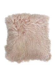 Riva Paoletti Shell Pink Mongolian Sheepskin Polyester Filled Cushion - Image 1 of 2