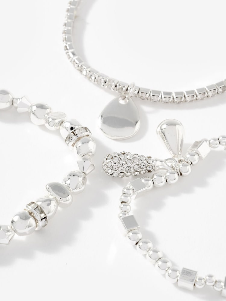 Mint Velvet Silver Tone Mixed Bracelet Set - Image 5 of 5