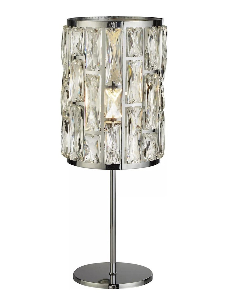 Searchlight Chrome and Clear Estelle Crystal Glass Table Lamp - Image 2 of 4 Searchlight Chrome and Clear Estelle Crystal Glass Table Lamp - Image 2 of 4
