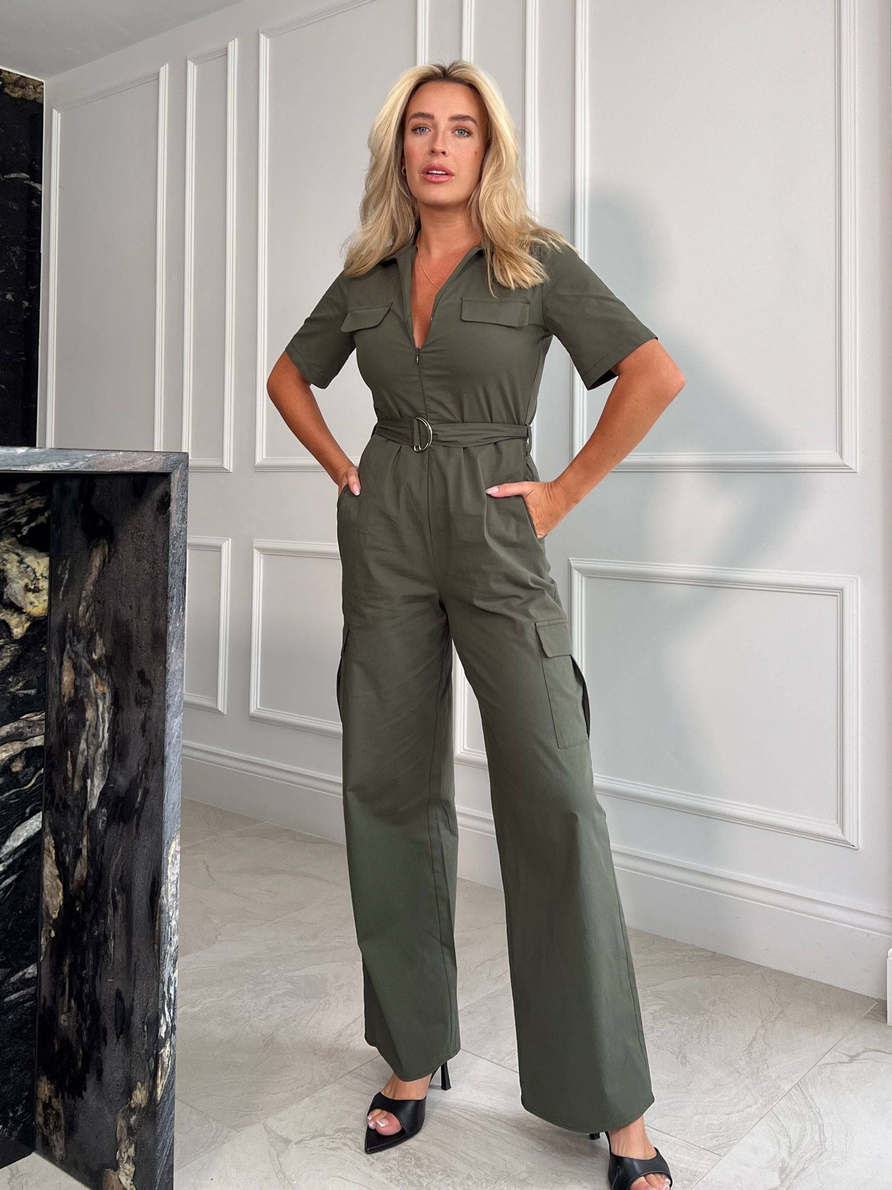 Buy Girl In Mind Green Seraphina Military Style Jumpsuit from Next Luxembourg