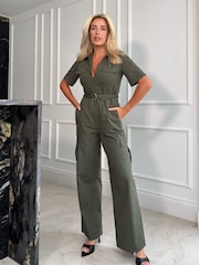 Girl In Mind Green Seraphina Military Style Jumpsuit - Image 1 of 4