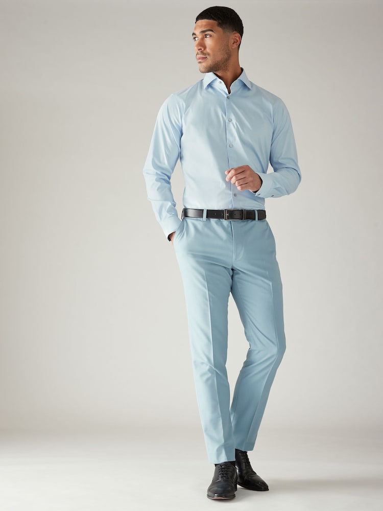 Light Blue Skinny Fit Motionflex Stretch Suit Trousers - Image 2 of 8
