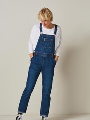 Dark Blue Tapered Leg Denim Dungarees - Image 2 of 5
