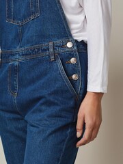 Dark Blue Tapered Leg Denim Dungarees - Image 4 of 5