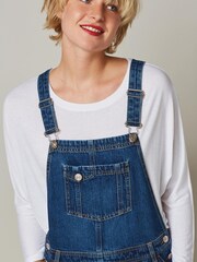 Dark Blue Tapered Leg Denim Dungarees - Image 5 of 5