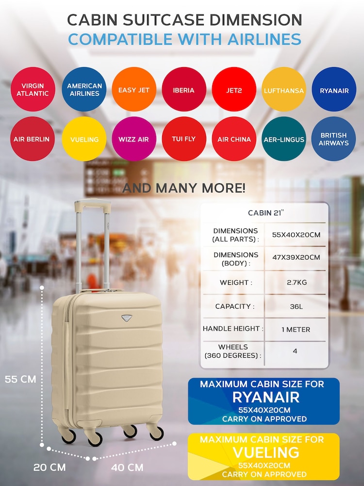 Flight Knight 55x40x20cm Ryanair Priority 4 Wheel ABS Hard Case Cabin Carry On Hand Luggage - Image 3 of 7