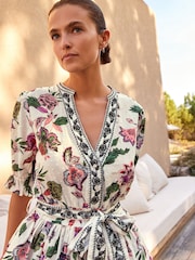 White/Pink Embroidered Skirted Playsuit - Image 7 of 10
