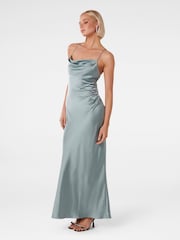 Forever New Blue Ruby Tie Back Satin Midi Dress - Image 3 of 4
