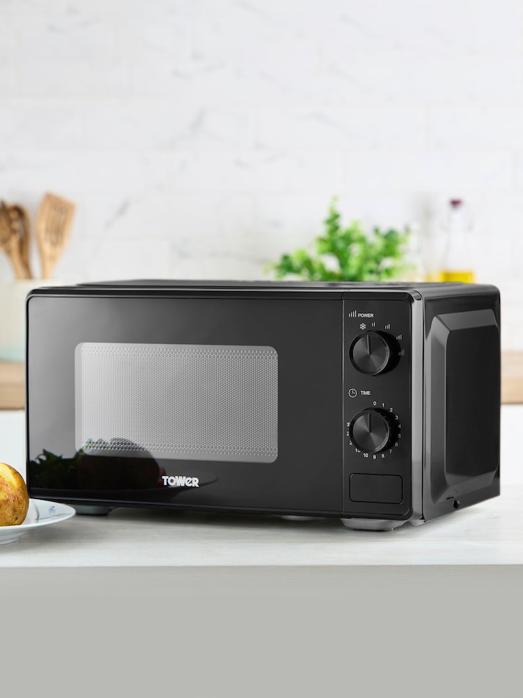 Tower Black Manual 20 Litre 800W Microwave - Image 1 of 8 Tower Black Manual 20 Litre 800W Microwave - Image 1 of 8
