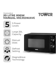 Tower Black Manual 20 Litre 800W Microwave - Image 8 of 8