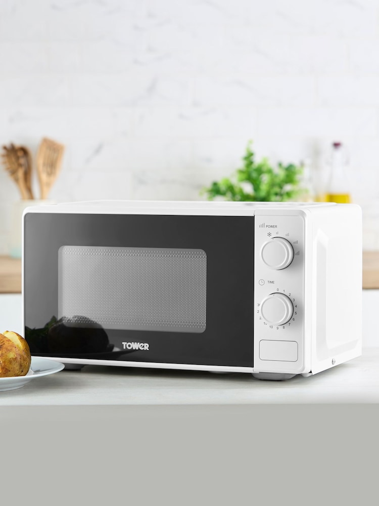 Tower White Manual 20 Litre 800W Microwave - Image 1 of 8 Tower White Manual 20 Litre 800W Microwave - Image 1 of 8